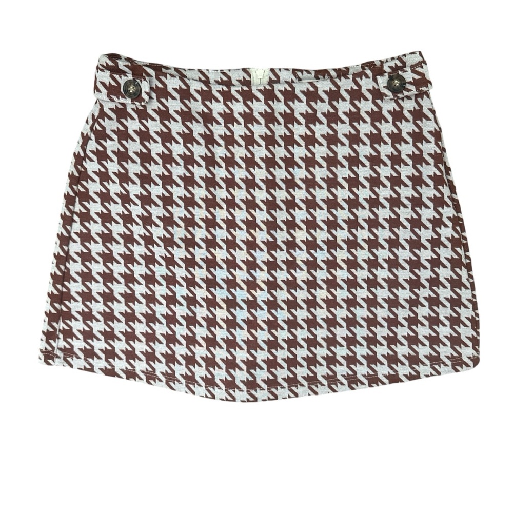 Altar’d State Rust and Taupe Houndstooth Mini Skort